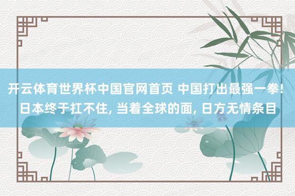 开云体育世界杯中国官网首页 中国打出最强一拳! 日本终于扛不住, 当着全球的面, 日方无情条目