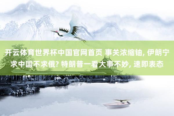 开云体育世界杯中国官网首页 事关浓缩铀, 伊朗宁求中国不求俄? 特朗普一看大事不妙, 速即表态