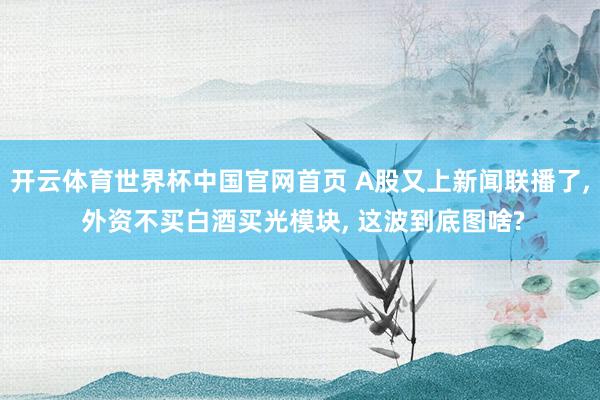 开云体育世界杯中国官网首页 A股又上新闻联播了, 外资不买白酒买光模块, 这波到底图啥?