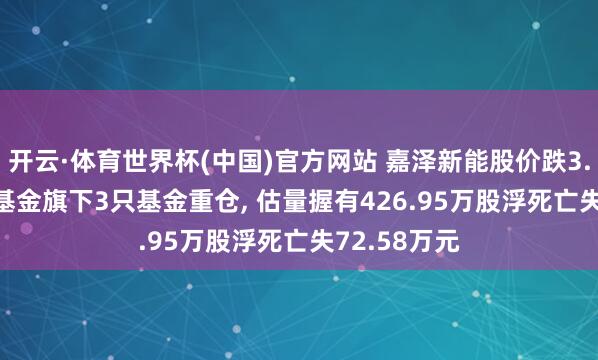 开云·体育世界杯(中国)官方网站 嘉泽新能股价跌3.14%, 吉祥基金旗下3只基金重仓, 估量握有426.95万股浮死亡失72.58万元