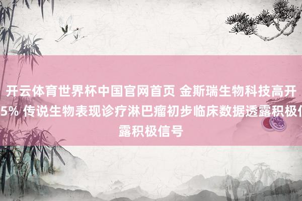 开云体育世界杯中国官网首页 金斯瑞生物科技高开近15% 传说生物表现诊疗淋巴瘤初步临床数据透露积极信号