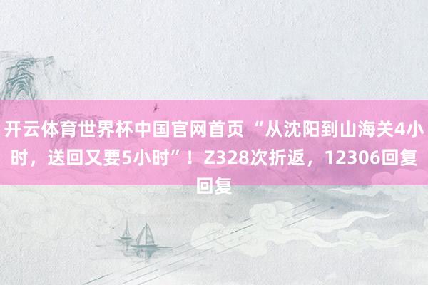 开云体育世界杯中国官网首页 “从沈阳到山海关4小时,送回又要5小时”!Z328次折返,12306回复