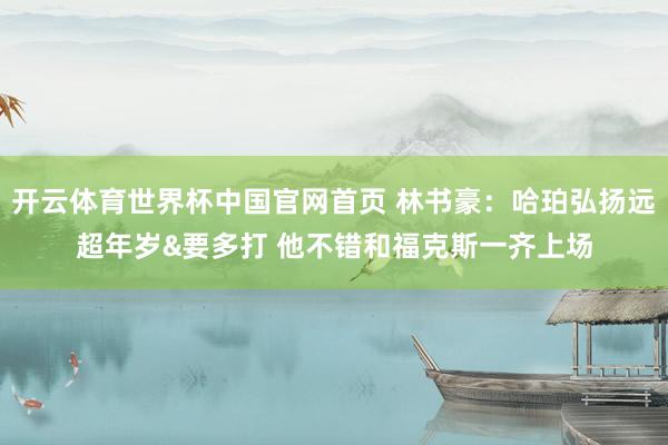 开云体育世界杯中国官网首页 林书豪：哈珀弘扬远超年岁&要多打 他不错和福克斯一齐上场