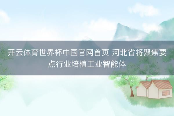 开云体育世界杯中国官网首页 河北省将聚焦要点行业培植工业智能体