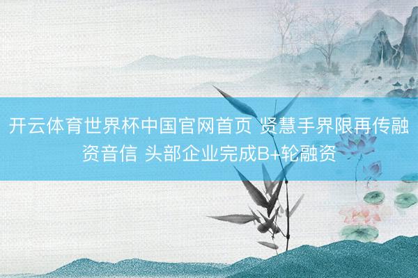 开云体育世界杯中国官网首页 贤慧手界限再传融资音信 头部企业完成B+轮融资