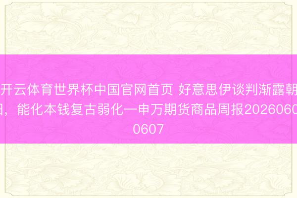 开云体育世界杯中国官网首页 好意思伊谈判渐露朝阳，能化本钱复古弱化—申万期货商品周报20260607